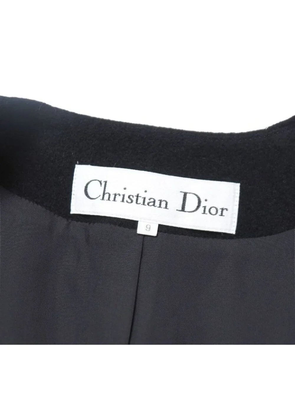 Dior Vintage Collarless Jacket 9 CD Button Angora Blend Wool